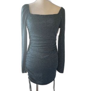 New Live to Be Spoiled Green Bodycon Shimmer Tie Sides Party Date Night Dress M